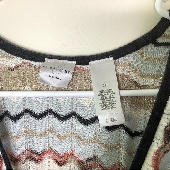 < Y2K Emma James Chevron Knit Sweater Top > - Picture 4 of 5